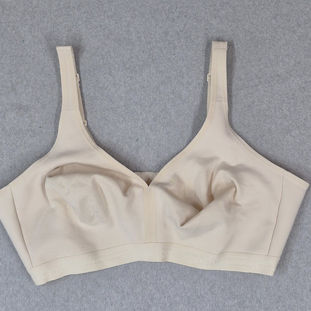 Cacique Women Bra 46DD Beige Unlined Full Coverage Adjustable Strap Wireless